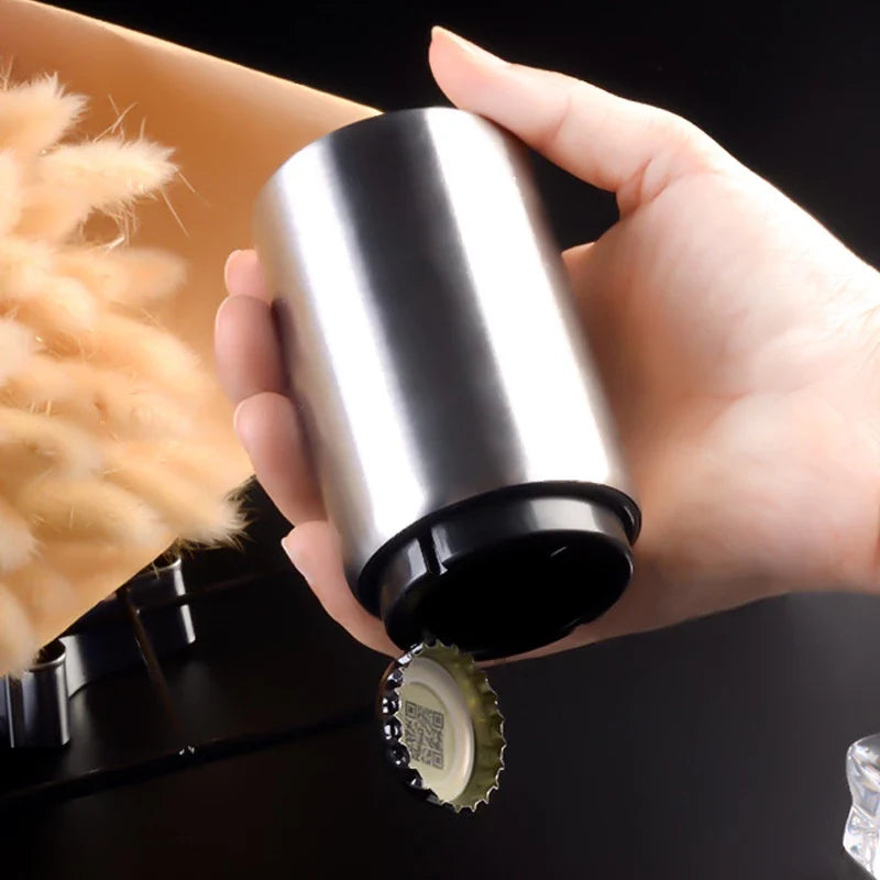 Abridor De Garrafas Magnetico Automatico Para Cerveja Em Aço Inox