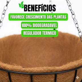 Vaso com Pendente de Ferro em Fibra Coco 15cm