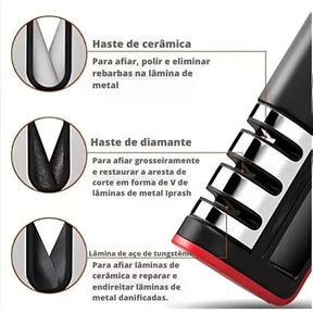 COMPRE 1 LEVE 2 - Amolador De Facas Em Aço Inox Profissional Emborrachado