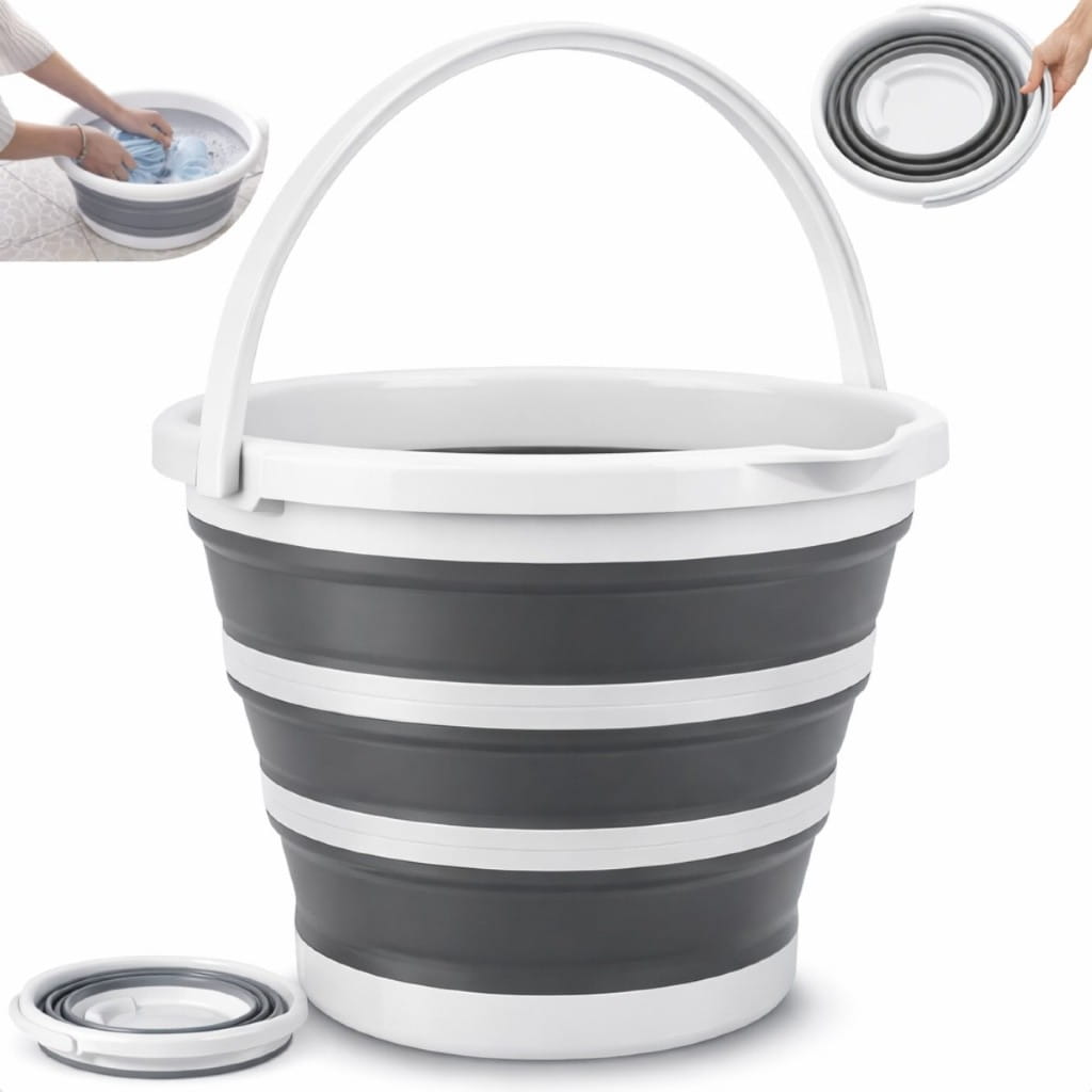 Balde Dobrável Retrátil Flexível 10L Silicone  Com Alça