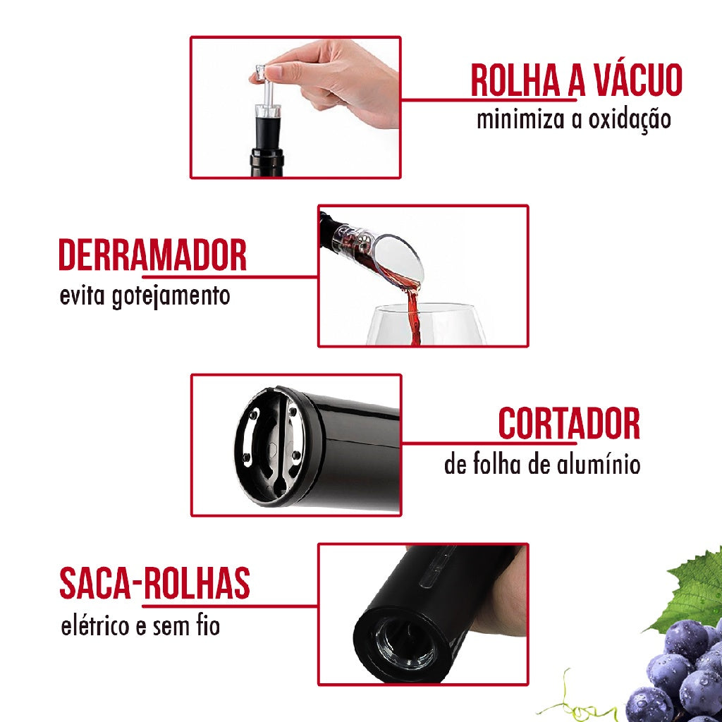 Abridor de Vinhos SHOPDAMULTIDAO Automático - 4 peças