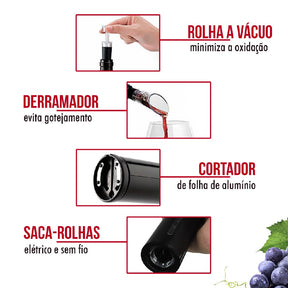 Abridor de Vinhos SHOPDAMULTIDAO Automático - 4 peças