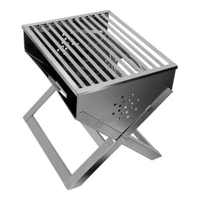 Churrasqueira De Inox Dobrável Portátil A Carvão - Maleta