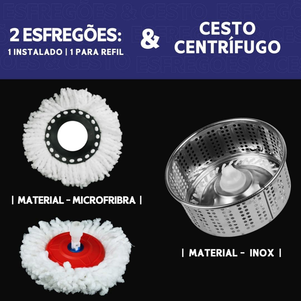Mop Giratório Balde Inox Premium