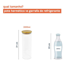 Potes de Vidro com Tampa de Bambu Oikos -  03 Pçs