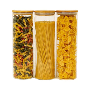 Potes de Vidro com Tampa de Bambu Oikos -  03 Pçs