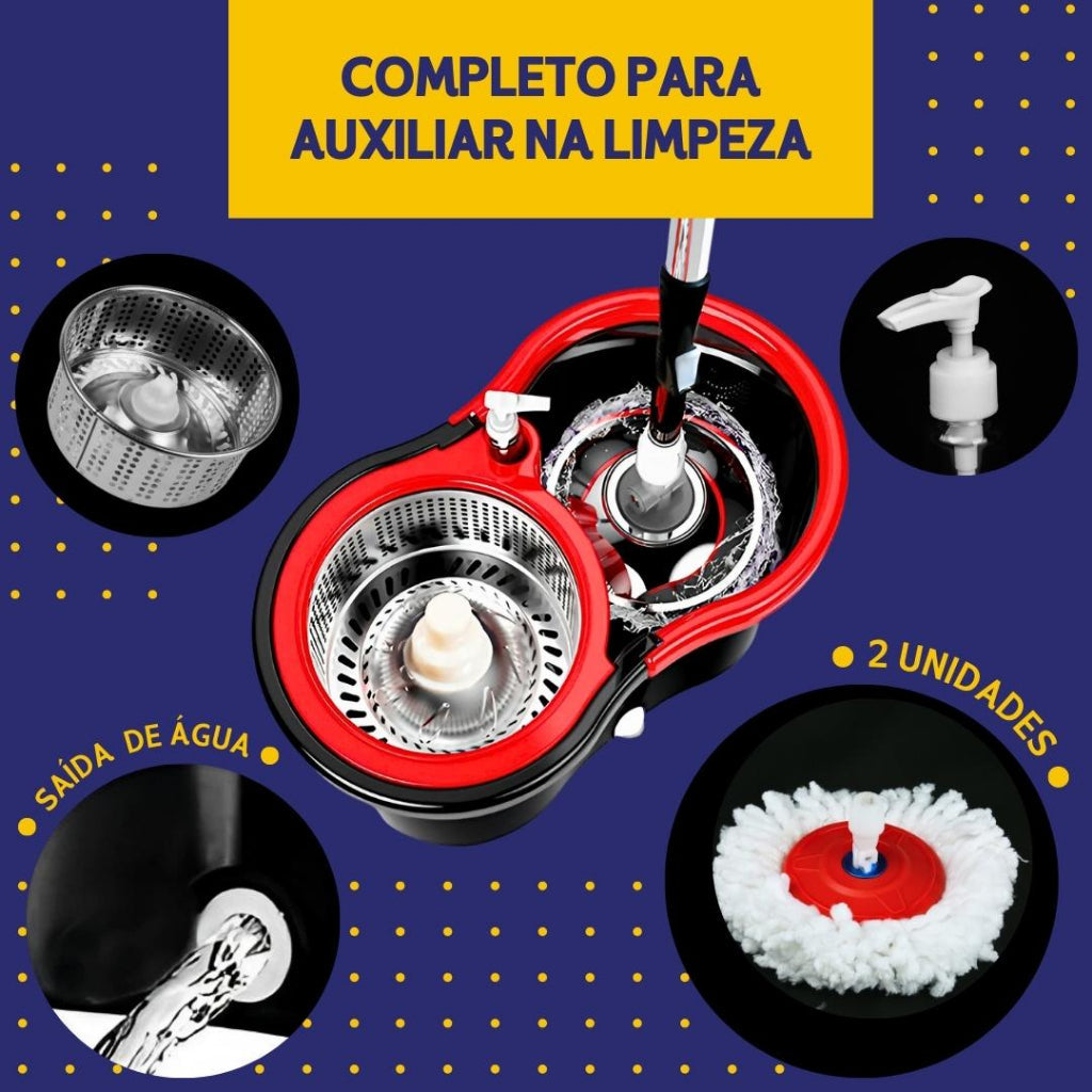 Mop Giratório Balde Inox Premium