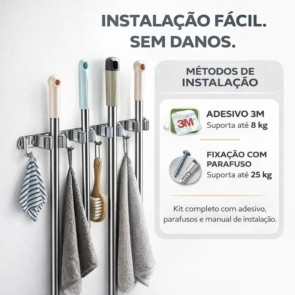 UltraGrip Inox - Suporte para Vassouras e Rodos