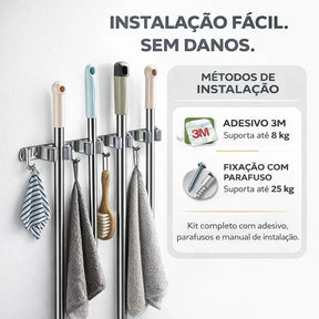 UltraGrip Inox - Suporte para Vassouras e Rodos