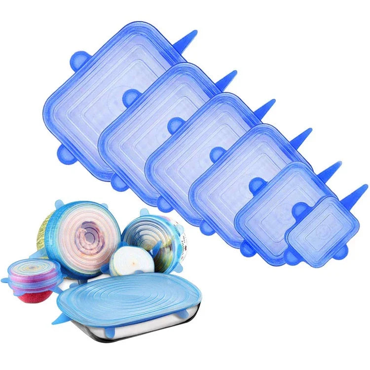 Kit C/6 Tampas Elásticas Herméticas em Silicone