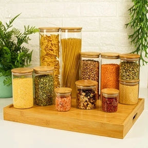 Potes de Vidro com Tampa de Bambu Oikos -  11 Pçs