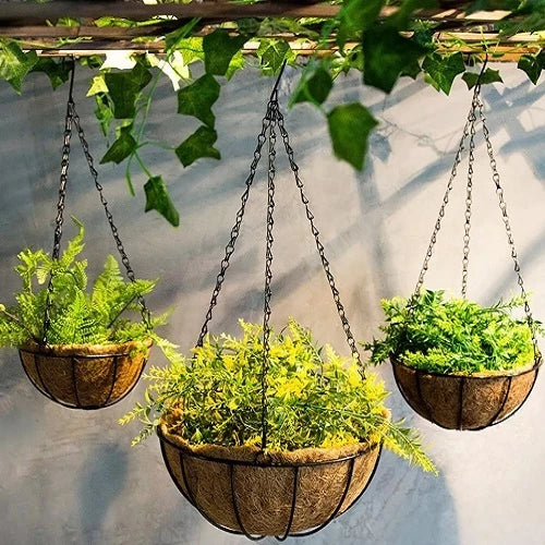 Vaso com Pendente de Ferro em Fibra Coco 15cm