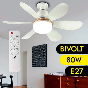 Ventilador de Teto com Luz e Controle Remoto - 4 Velocidades