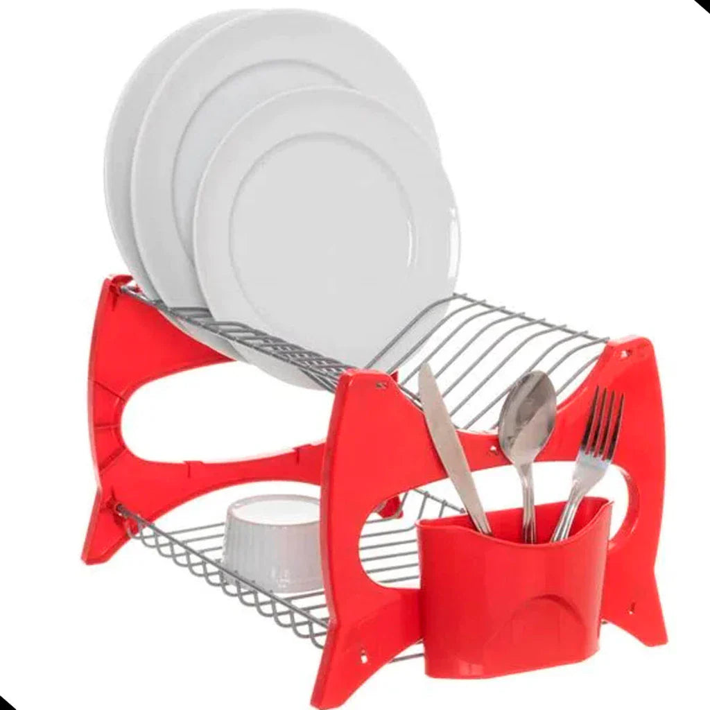 Escorredor De Louça Cozinha Prato Duplo Porta Talheres Metaltru