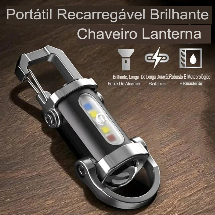 Lanterna portátil e recarregável para chaveiro
