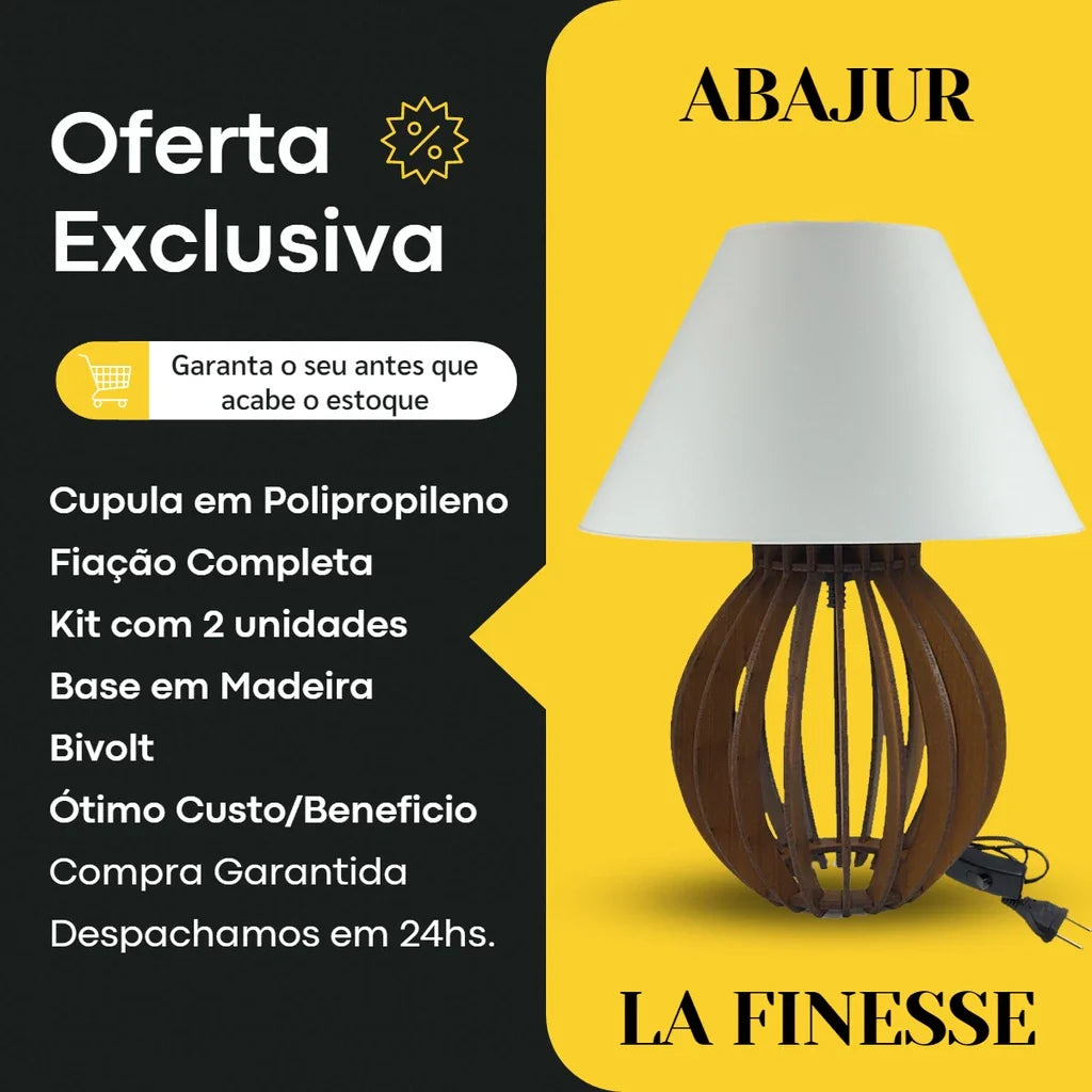 Abajur Design Com Cúpula de Mesa - 2 Peças