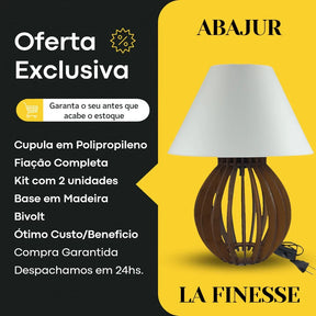 Abajur Design Com Cúpula de Mesa - 2 Peças